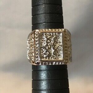 Gold Tone and Crystal Ring Size 9.75
